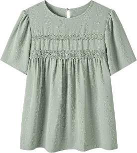 Womens Summer Tops Trendy Lace Crochet Short Sleeve Shirts Cute Casual Boho Flowy Chiffon Blouses