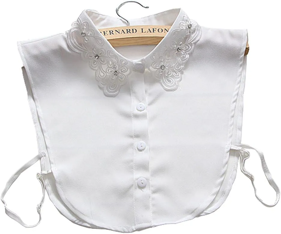 YAKEF Lady Half-Shirt Blouse Detachable Lace Chiffon Fake Collars Dicky Collar Faux Collar