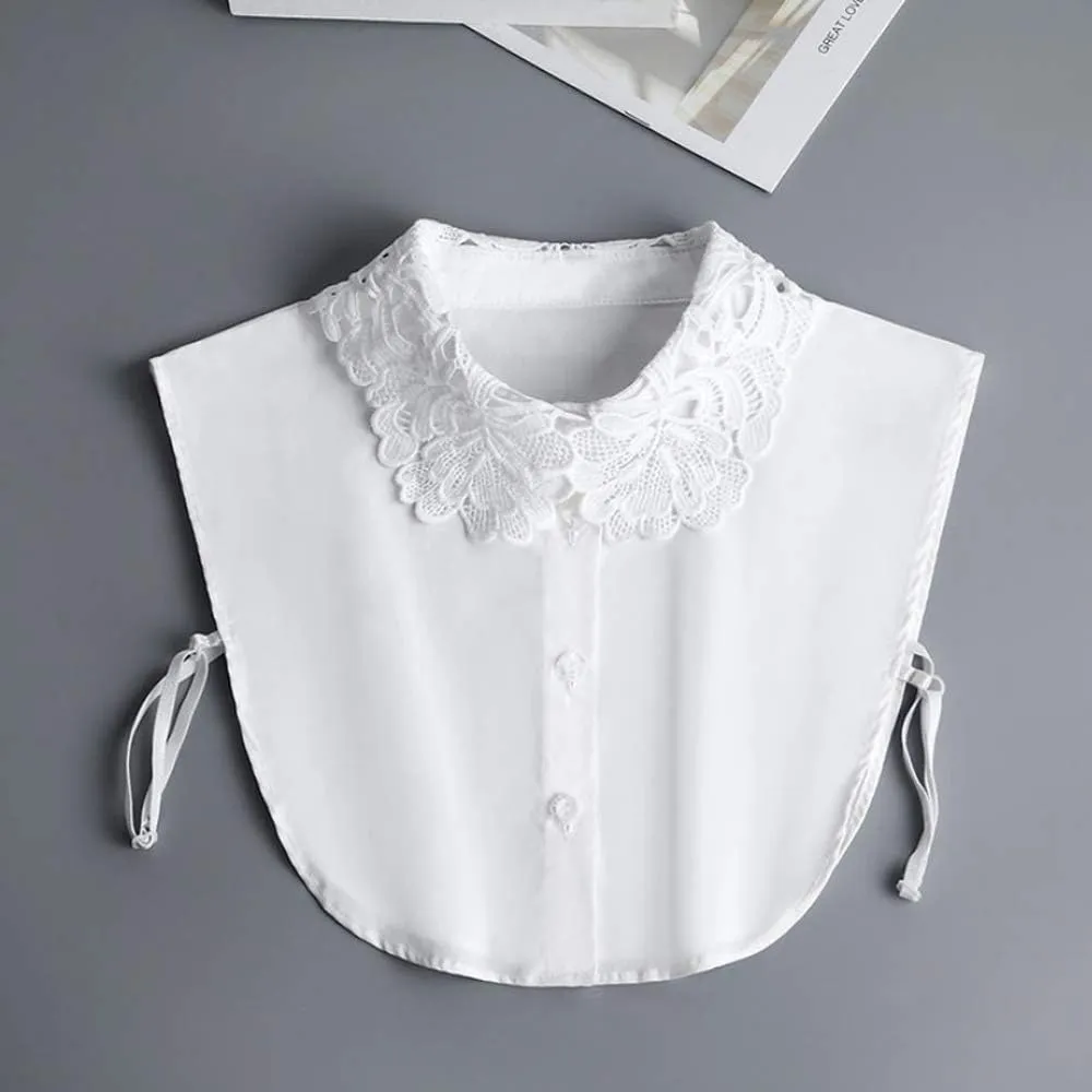 YAKEF Lady Half-Shirt Blouse Detachable Lace Chiffon Fake Collars Dicky Collar Faux Collar