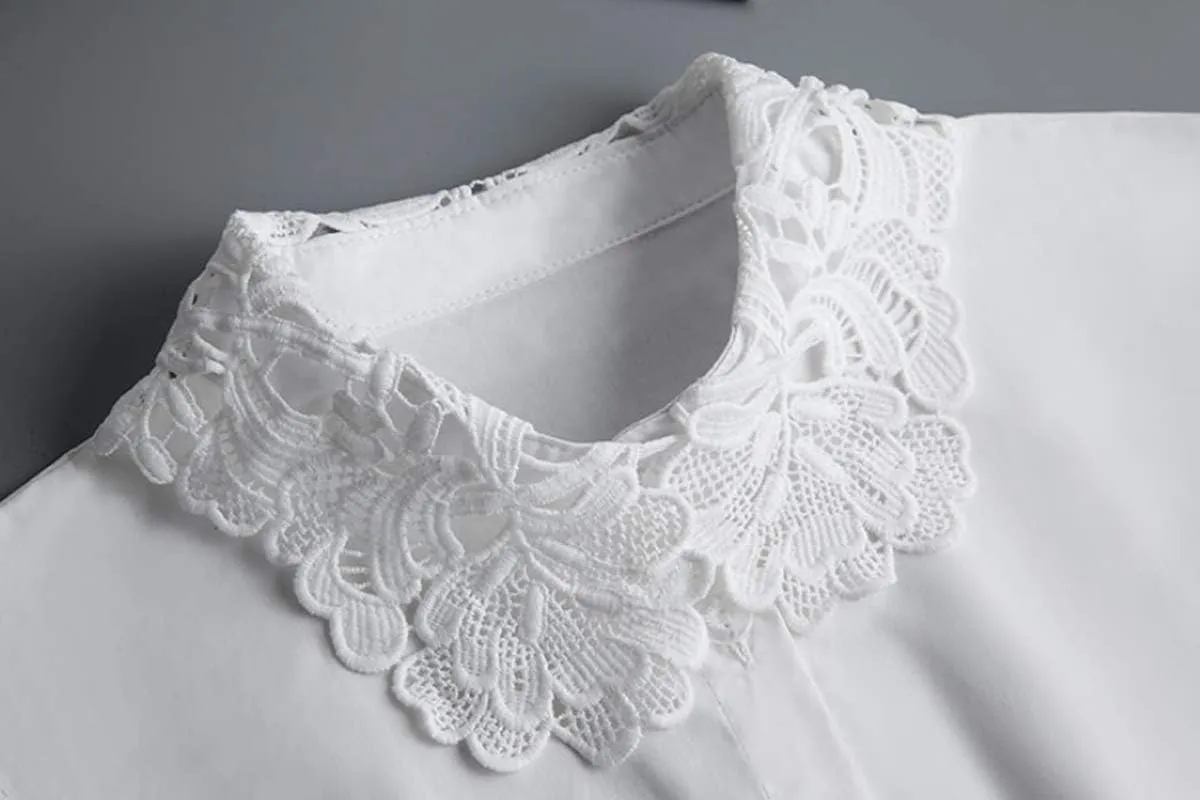 YAKEF Lady Half-Shirt Blouse Detachable Lace Chiffon Fake Collars Dicky Collar Faux Collar