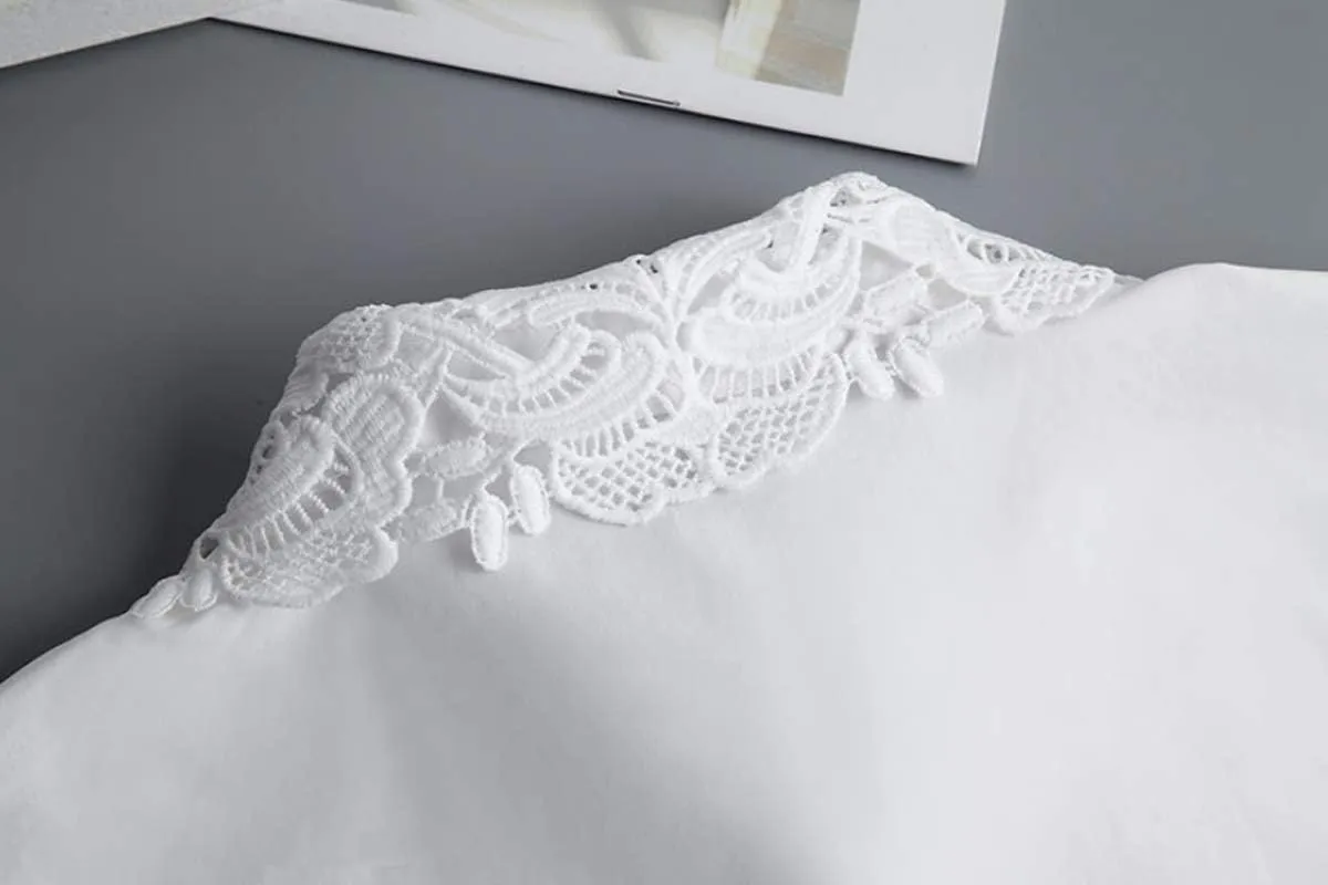 YAKEF Lady Half-Shirt Blouse Detachable Lace Chiffon Fake Collars Dicky Collar Faux Collar