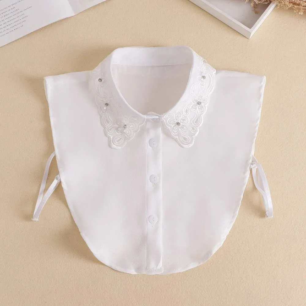 YAKEF Lady Half-Shirt Blouse Detachable Lace Chiffon Fake Collars Dicky Collar Faux Collar