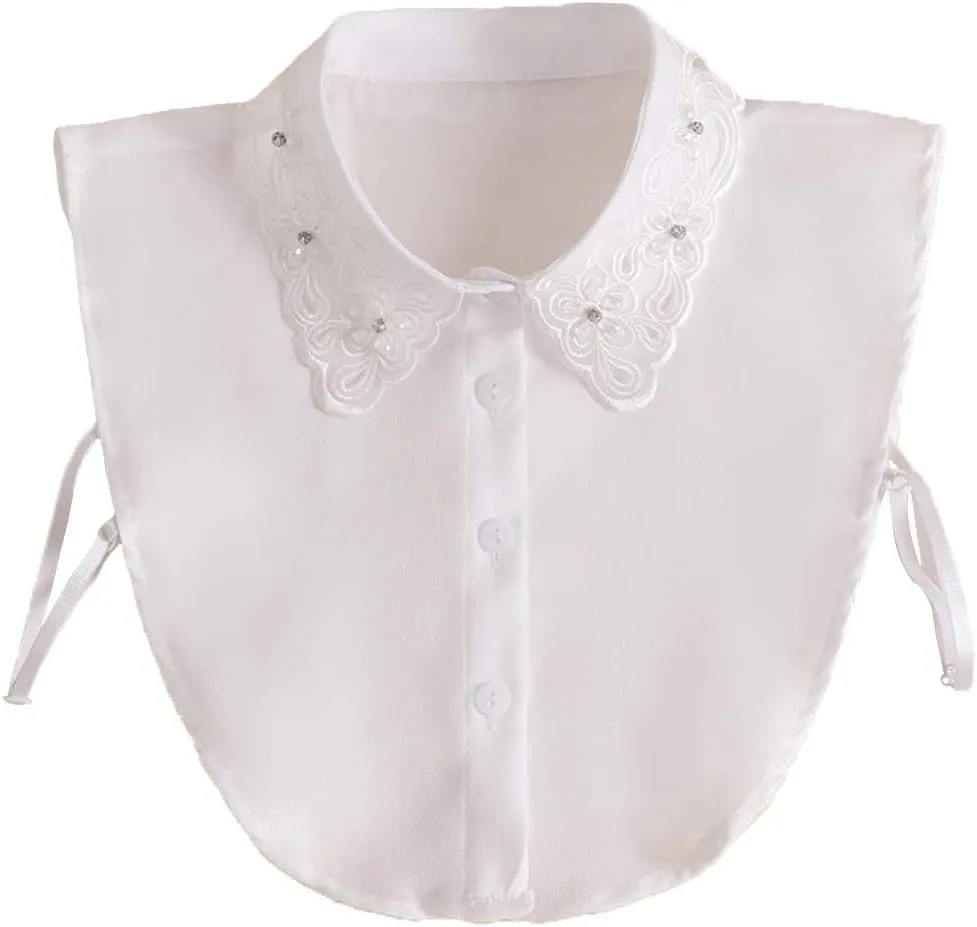 YAKEF Lady Half-Shirt Blouse Detachable Lace Chiffon Fake Collars Dicky Collar Faux Collar