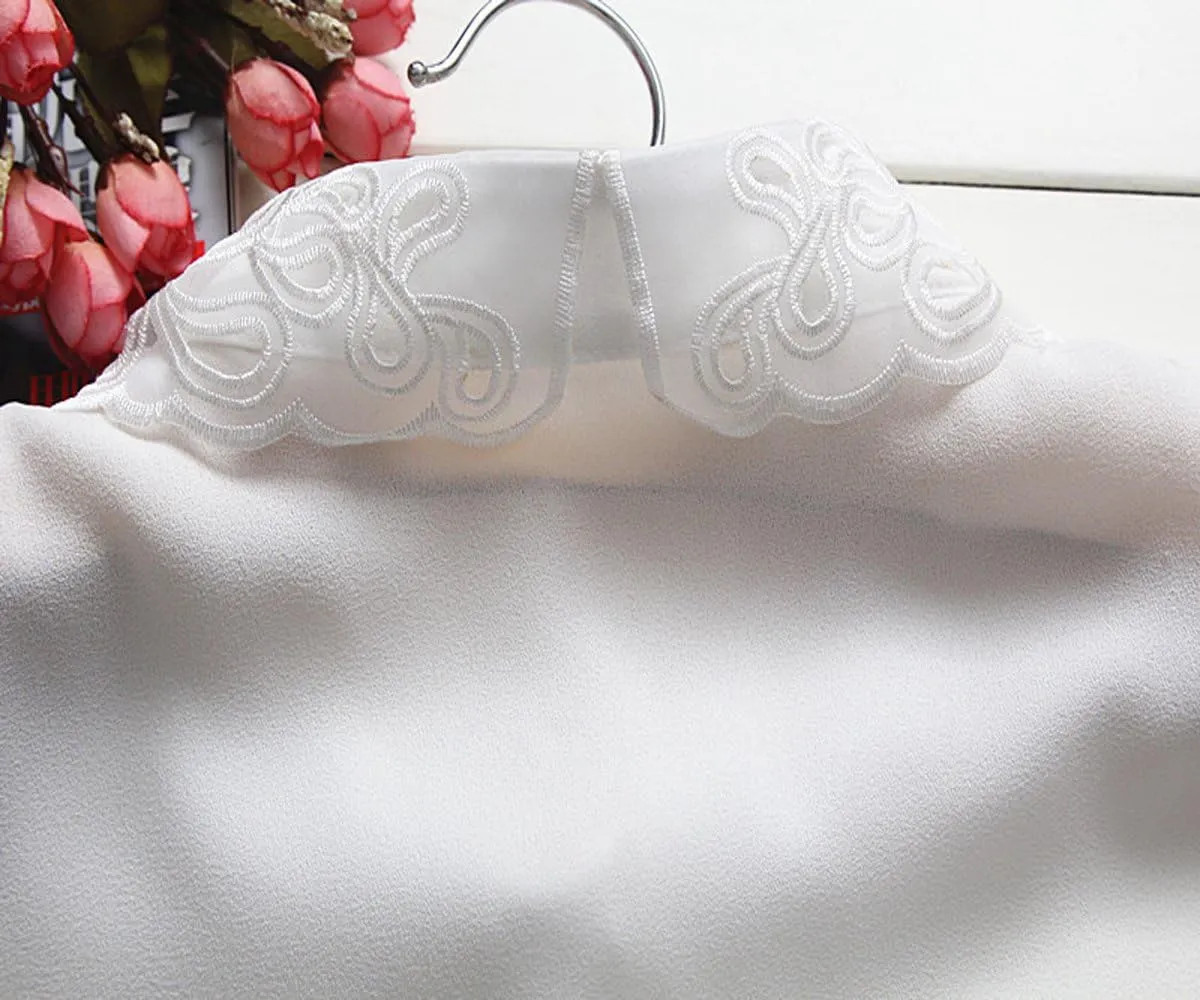 YAKEF Lady Half-Shirt Blouse Detachable Lace Chiffon Fake Collars Dicky Collar Faux Collar