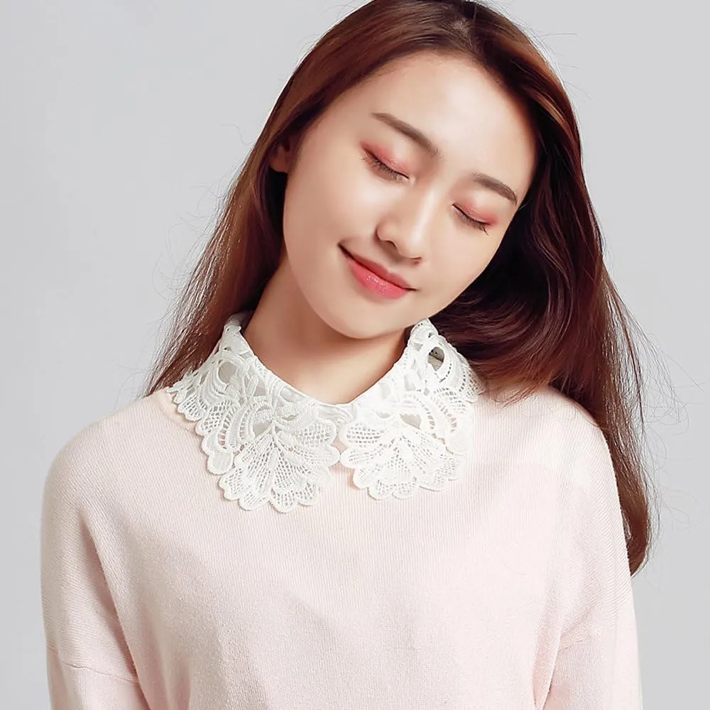 YAKEF Lady Half-Shirt Blouse Detachable Lace Chiffon Fake Collars Dicky Collar Faux Collar